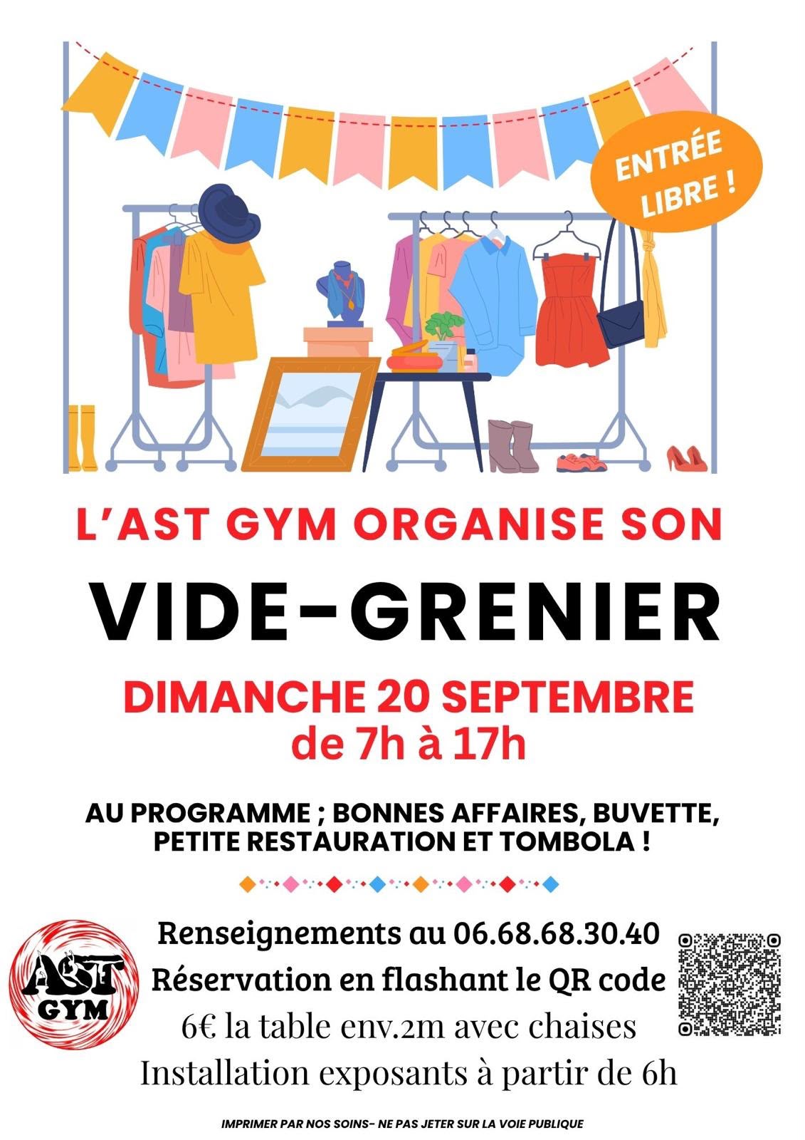 VIDE GRENIER ORGANISE PAR L'AST GYM 20/09/2026